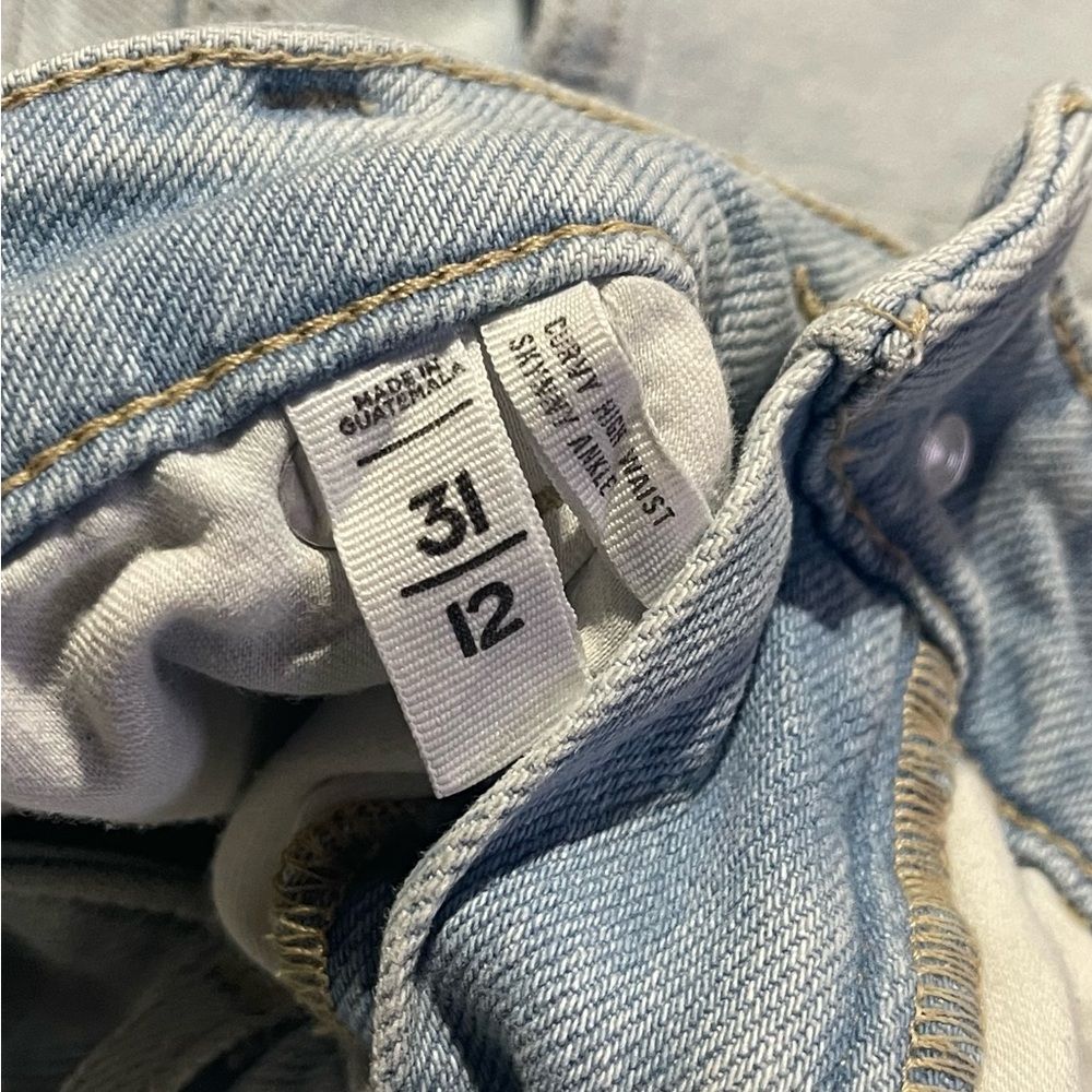 Loft Destructed Light Blue Curvy high waist ankle jeans - Picture 7 of 8
